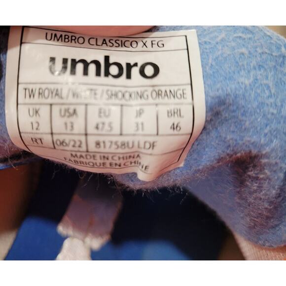 Umbro Men's Soccer Outdoor‎ Cleats Blue Orange size 12 #3 - Picture 6 of 6